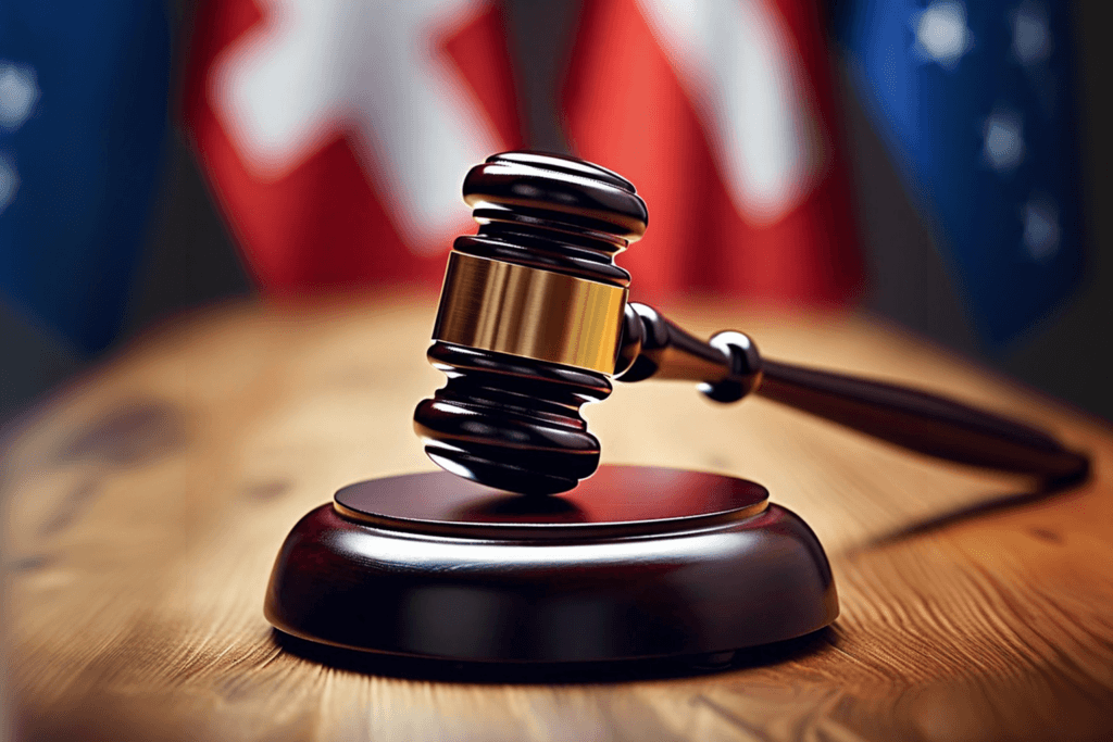 swiss flag and US court