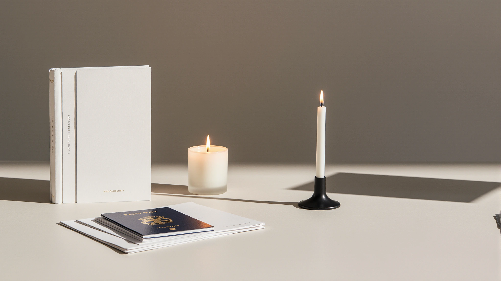 A minimalist financial scene with a passport and bank documents symbolizing foreign bank account inheritance and cross-border estate planning.