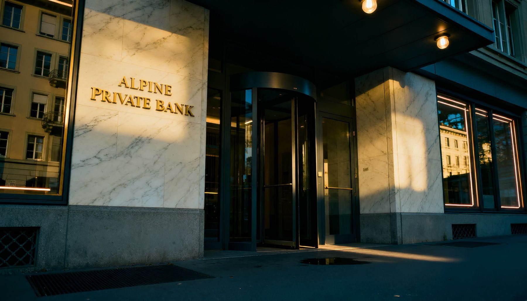 Swiss private bank entrance in Zurich — understanding why Swiss bank account applications get rejected