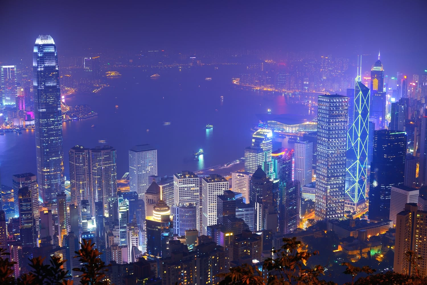 Hong Kong city skyline at night – offshore banking hub for Asian market access 2026