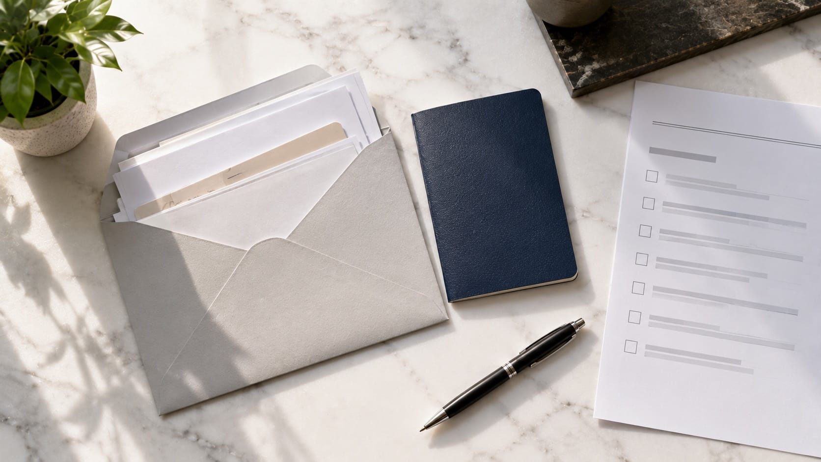 Singapore foreign bank inheritance — legal documents, will, and passport spread across a desk for estate administration