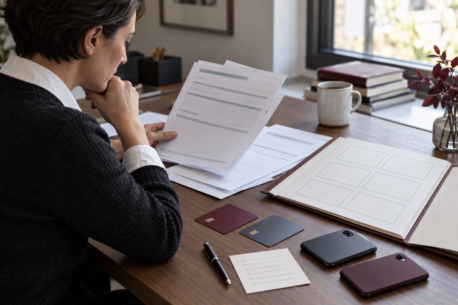 Treasury professional reviewing bank records for a two-bank access drill